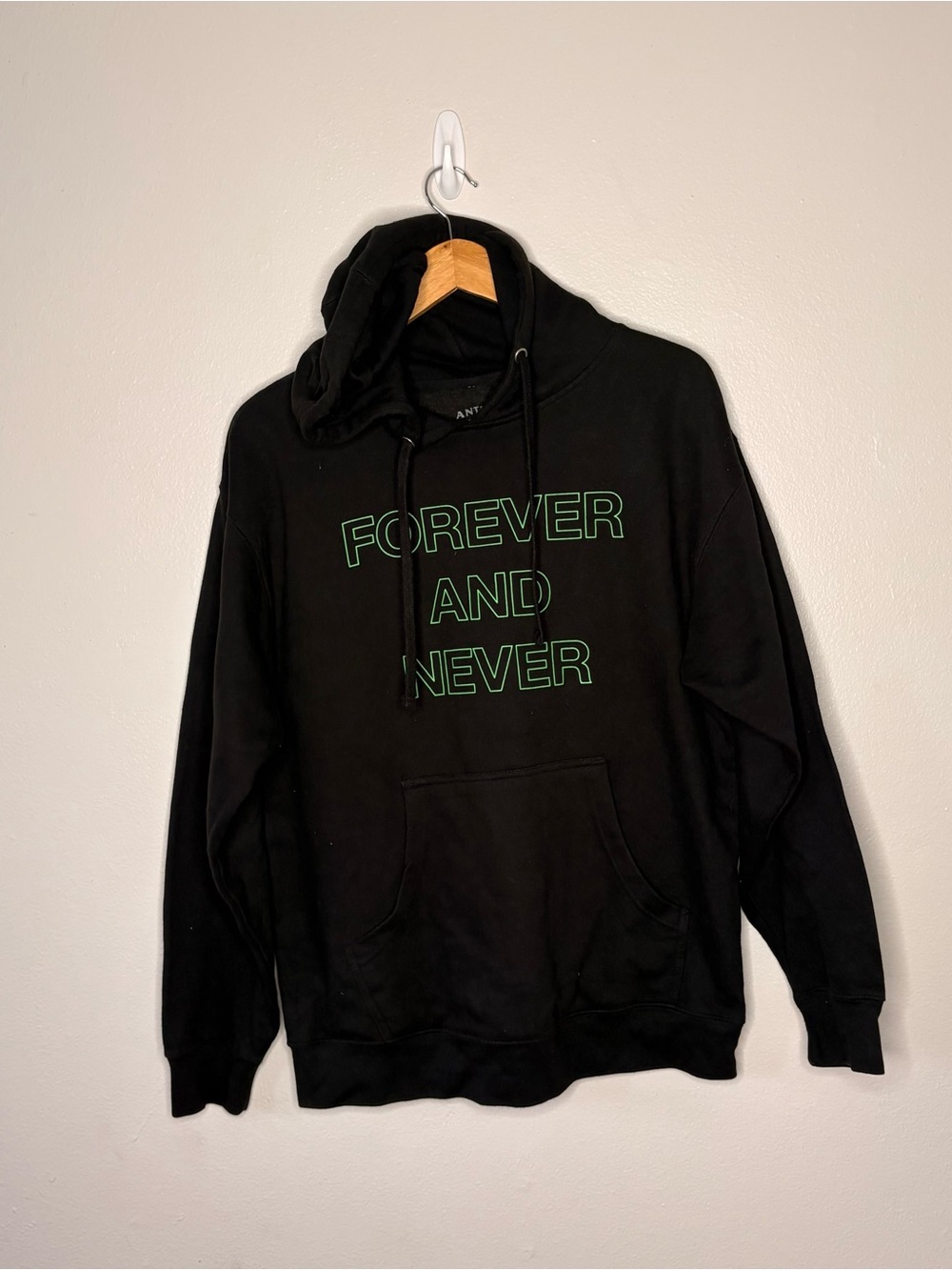 Anti Social Social Club Black Hoodie with Green Outline Text